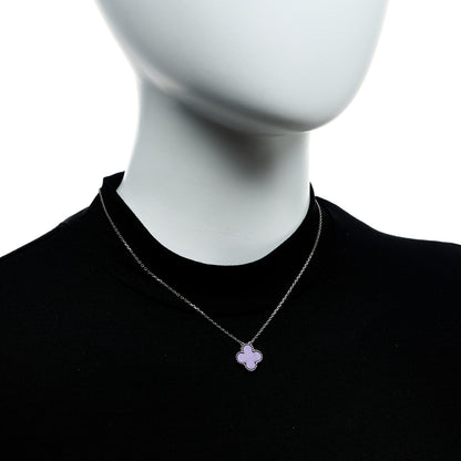 Van Cleef & Arpels 18K White Gold Sugilite Vintage Alhambra Pendant Necklace 2 of 5
