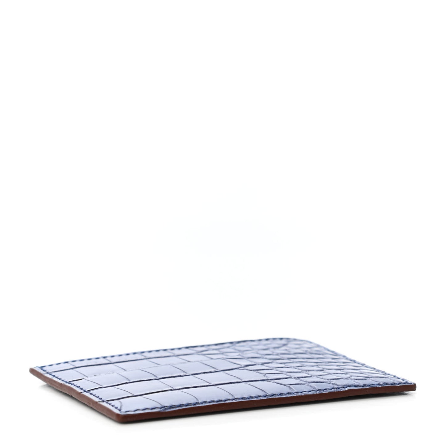 Matte Alligator Petit H Card Case Bleu Brighton Craie