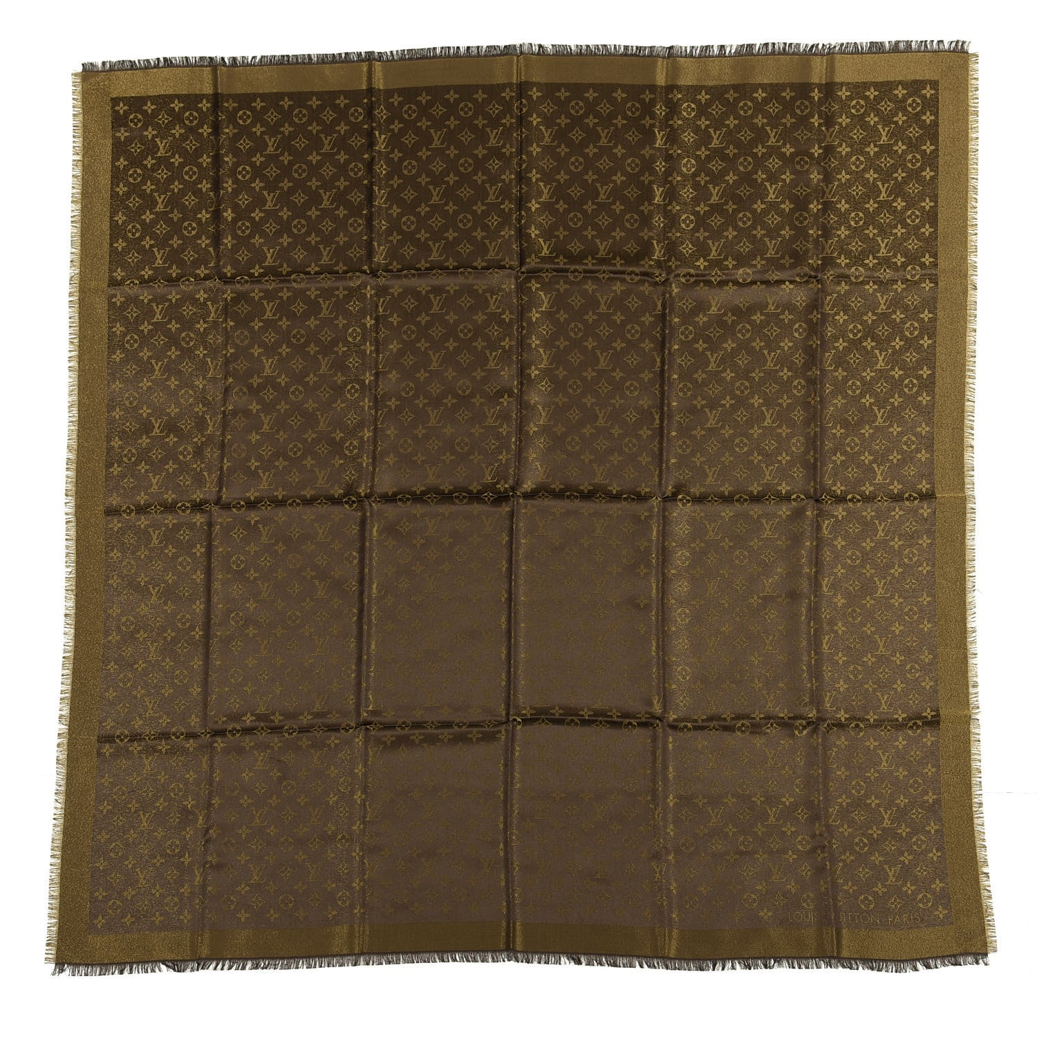 Louis Vuitton Silk Lurex Wool Monogram Shine Shawl Brown 1 of 3
