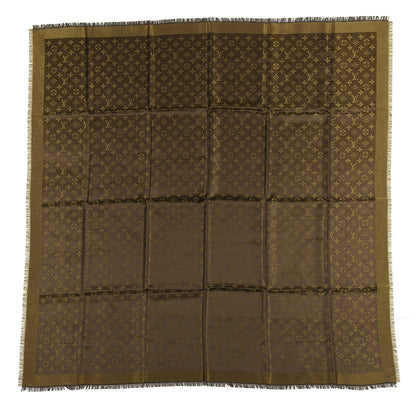 Louis Vuitton Silk Lurex Wool Monogram Shine Shawl Brown 1 of 3