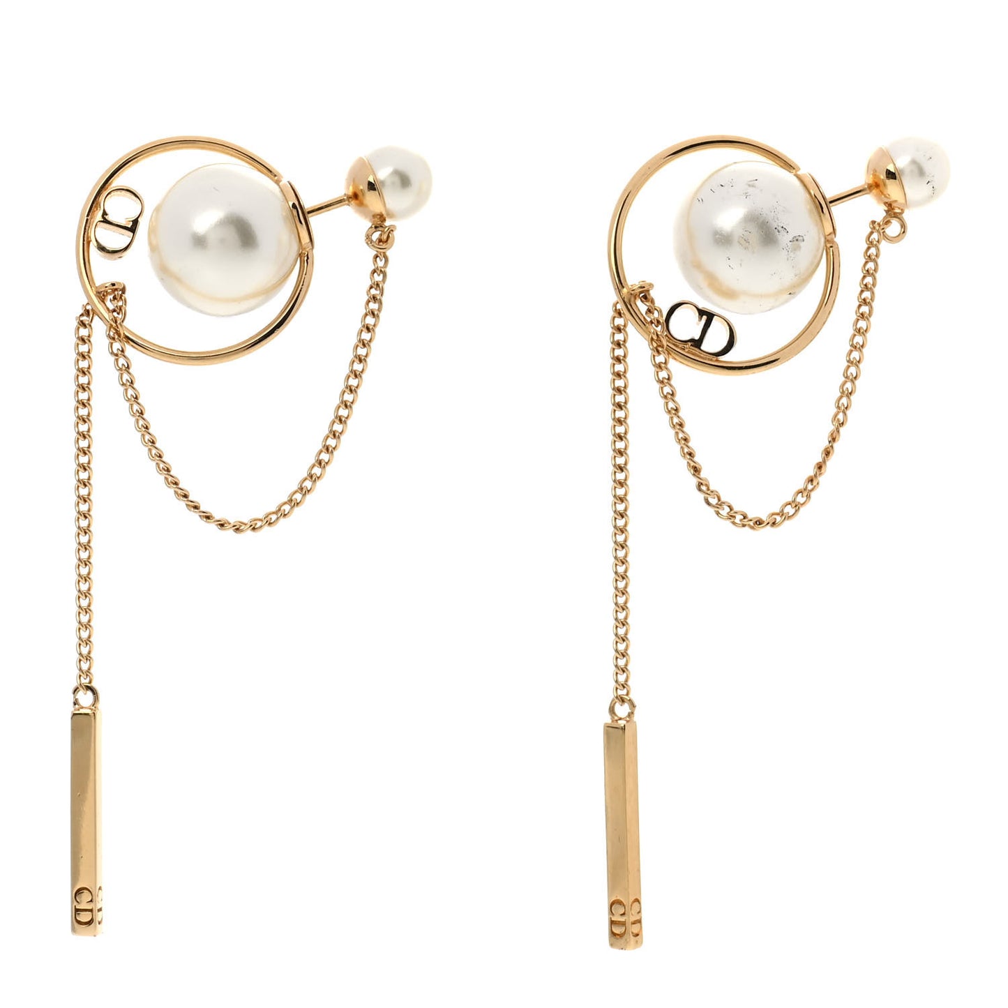 Pearl Tribales Dangle Chain Earrings Gold