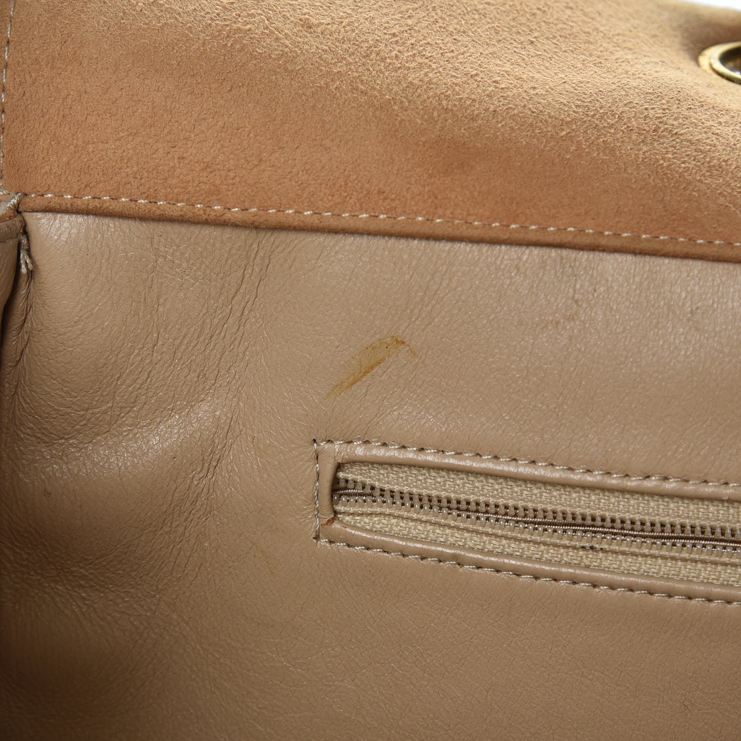 Suede Quilted Tote Beige