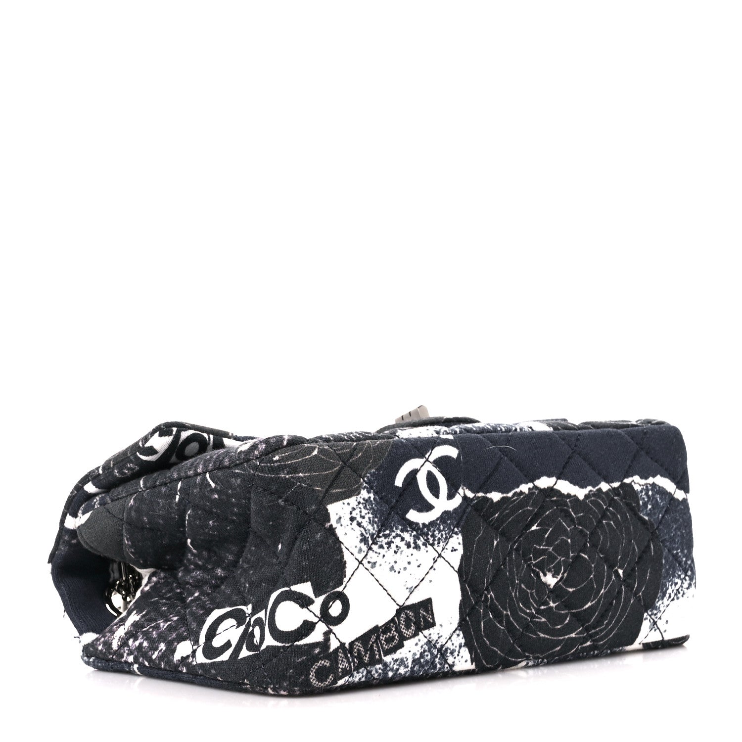 Chanel Jersey Quilted Camellia 2.55 Reissue Mini Flap Black White 4 of 12