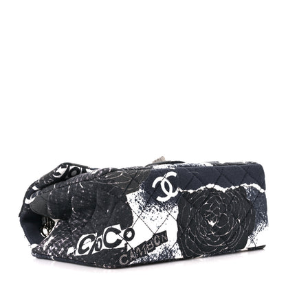 Chanel Jersey Quilted Camellia 2.55 Reissue Mini Flap Black White 4 of 12