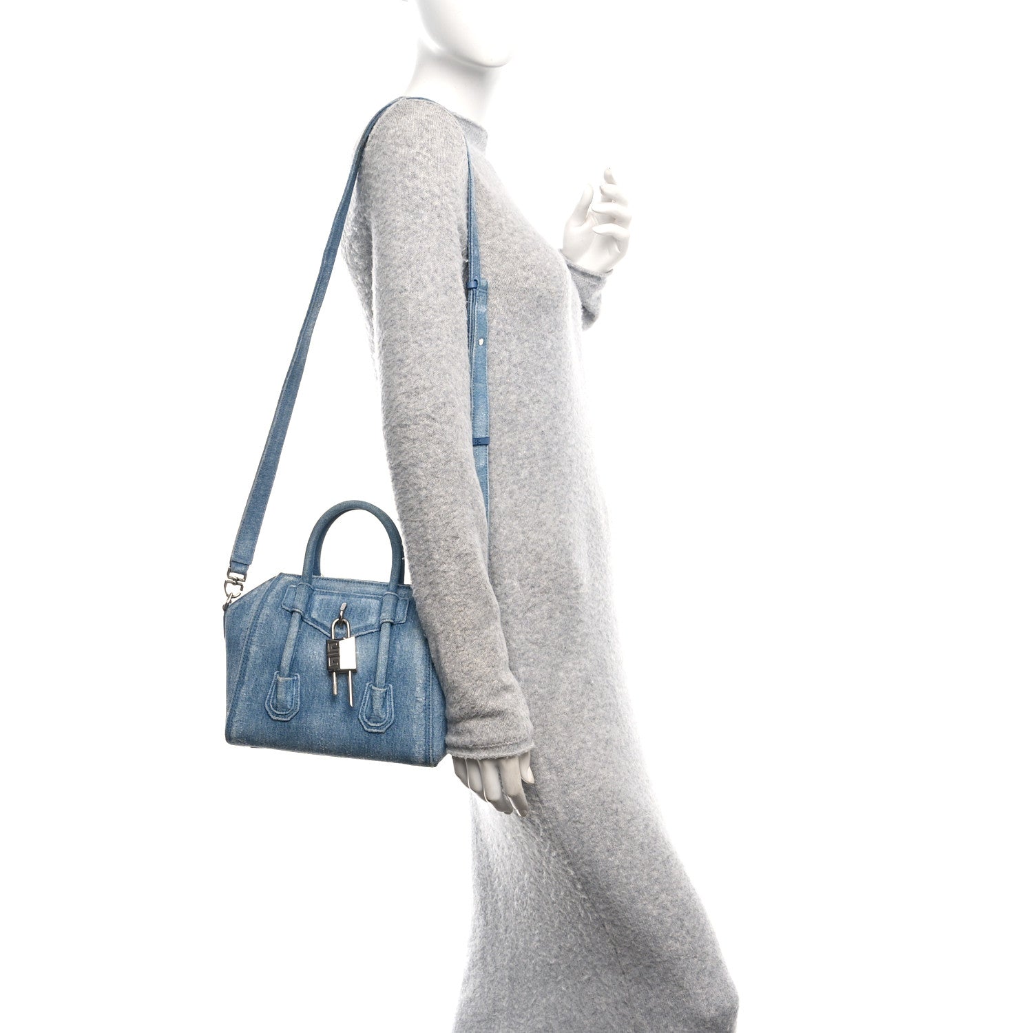 Givenchy Denim Mini Lock Antigona Shoulder Bag Blue 2 of 10