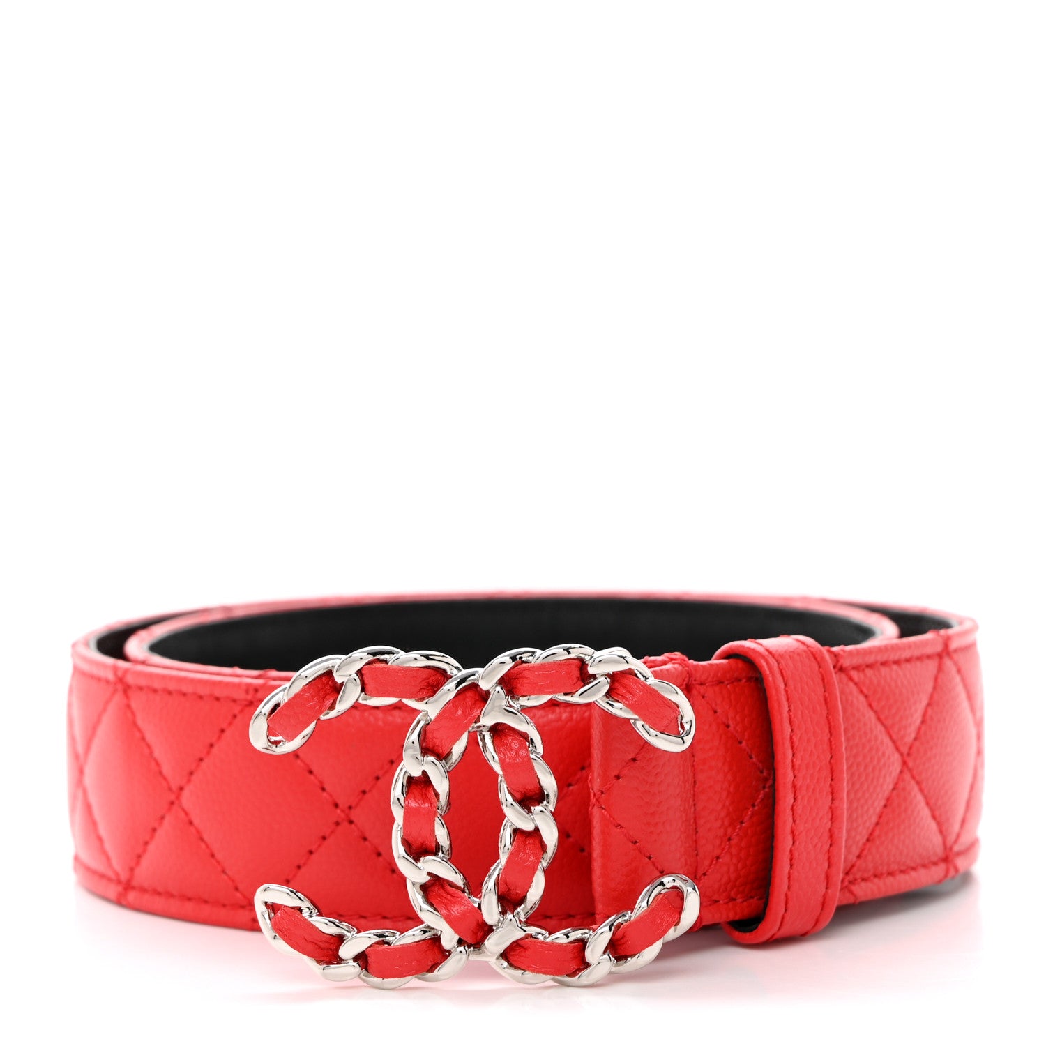 Chanel Caviar Quilted CC Chain Belt 65 26 Red 1 of 6