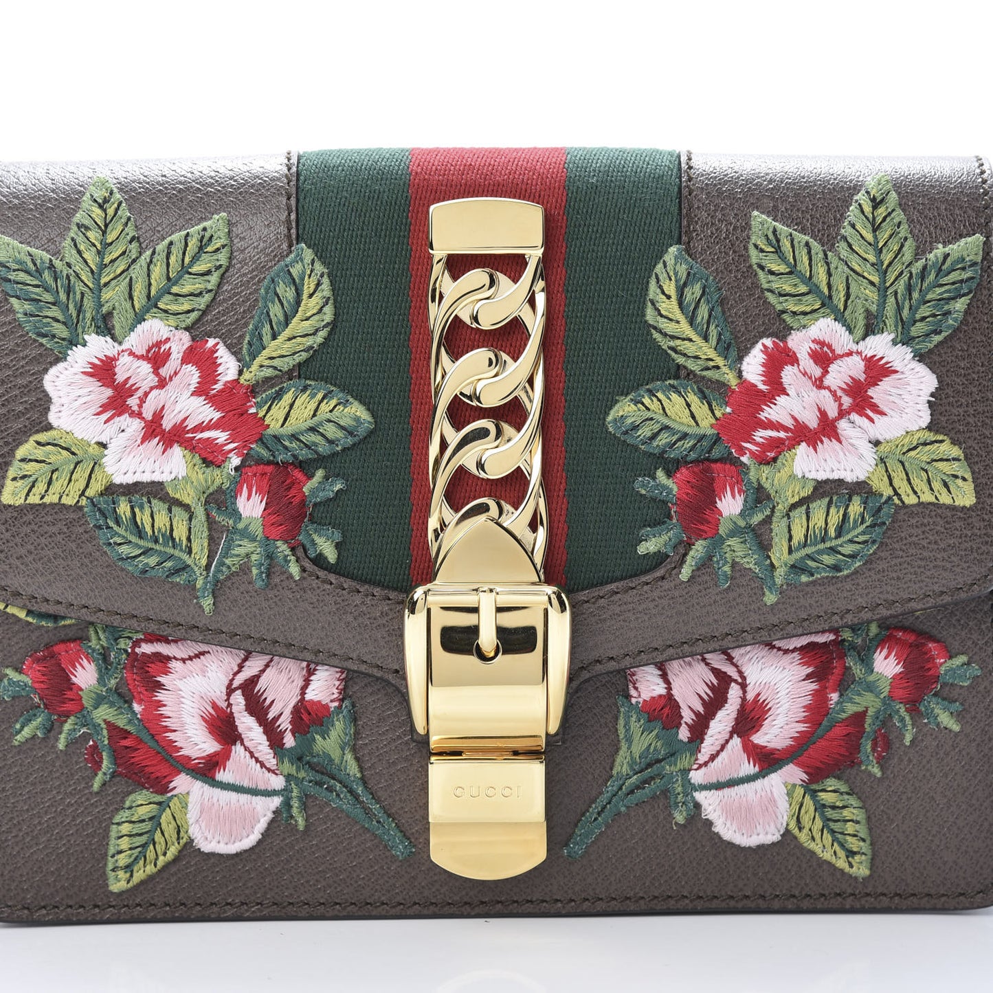 Calfskin Embroidered Sylvie Belt Bag Brown