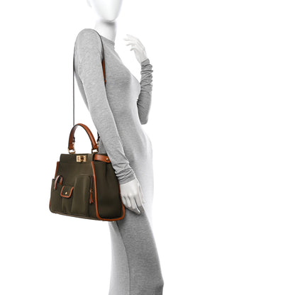 Fendi Canvas Calfskin Medium 3 Pocket Peekaboo Iconic Satchel Amazzonia Cuoio 2 of 10