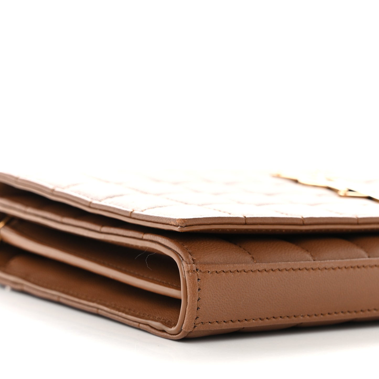 Lambskin Carre Quilted Cassandre Chain Wallet Brown