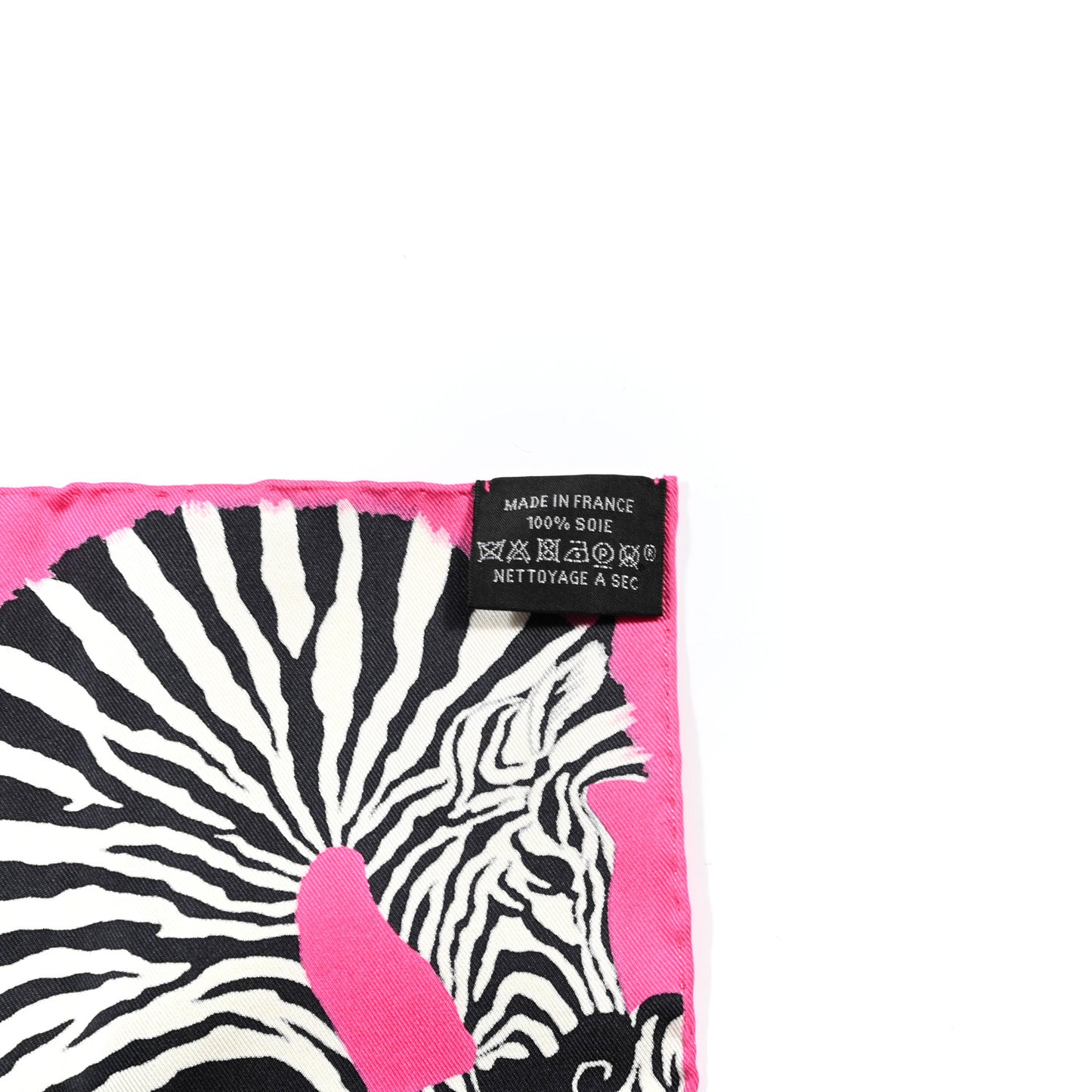 Silk Carre Zebra Pegasus Nano Scarf 20 Rose Bonbon Black White