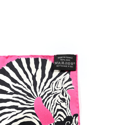 Hermes Silk Carre Zebra Pegasus Nano Scarf 20 Rose Bonbon Black White 3 of 5