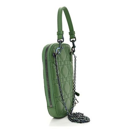 Christian Dior Lambskin Cannage Lady Dior Phone Holder Green 3 of 11