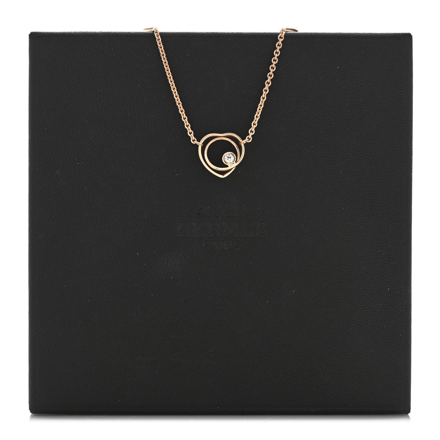 Hermes 18K Rose Gold Diamond TPM Vertige Coeur Necklace 5 of 5