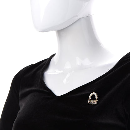 Chanel Pearl Quilted Flap Brooch Gold 2 of 5