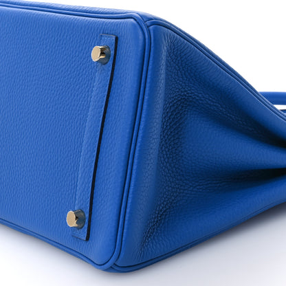 Hermes Togo Horseshoe Birkin 30 Bleu Zanzibar Jaune Ambre 10 of 11