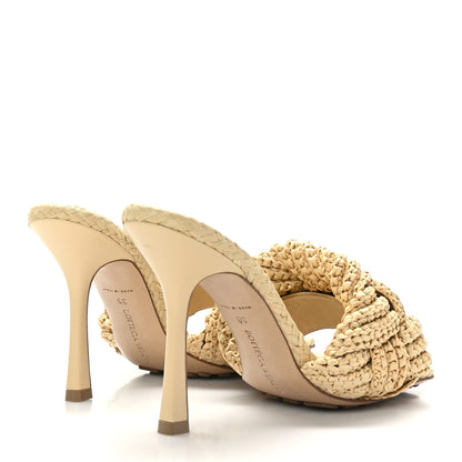 Bottega Veneta Raffia Intrecciato Lido Mule 90 Sandals 38 Cane Sugar 3 of 7