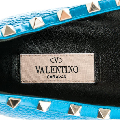 Valentino Garavani Metallic Pebbled Calfskin Rockstud Ballerina Flats 40 Light Blue 7 of 7