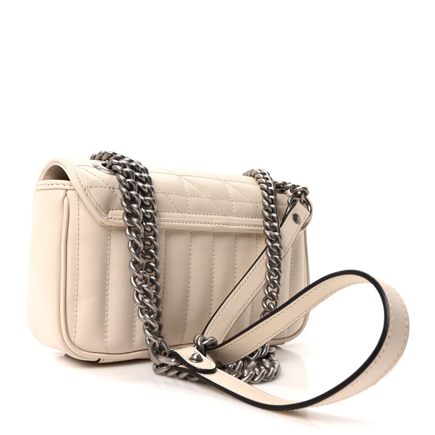 Gucci Calfskin Matelasse Aria Mini GG Marmont Shoulder Bag Mystic White 2 of 9