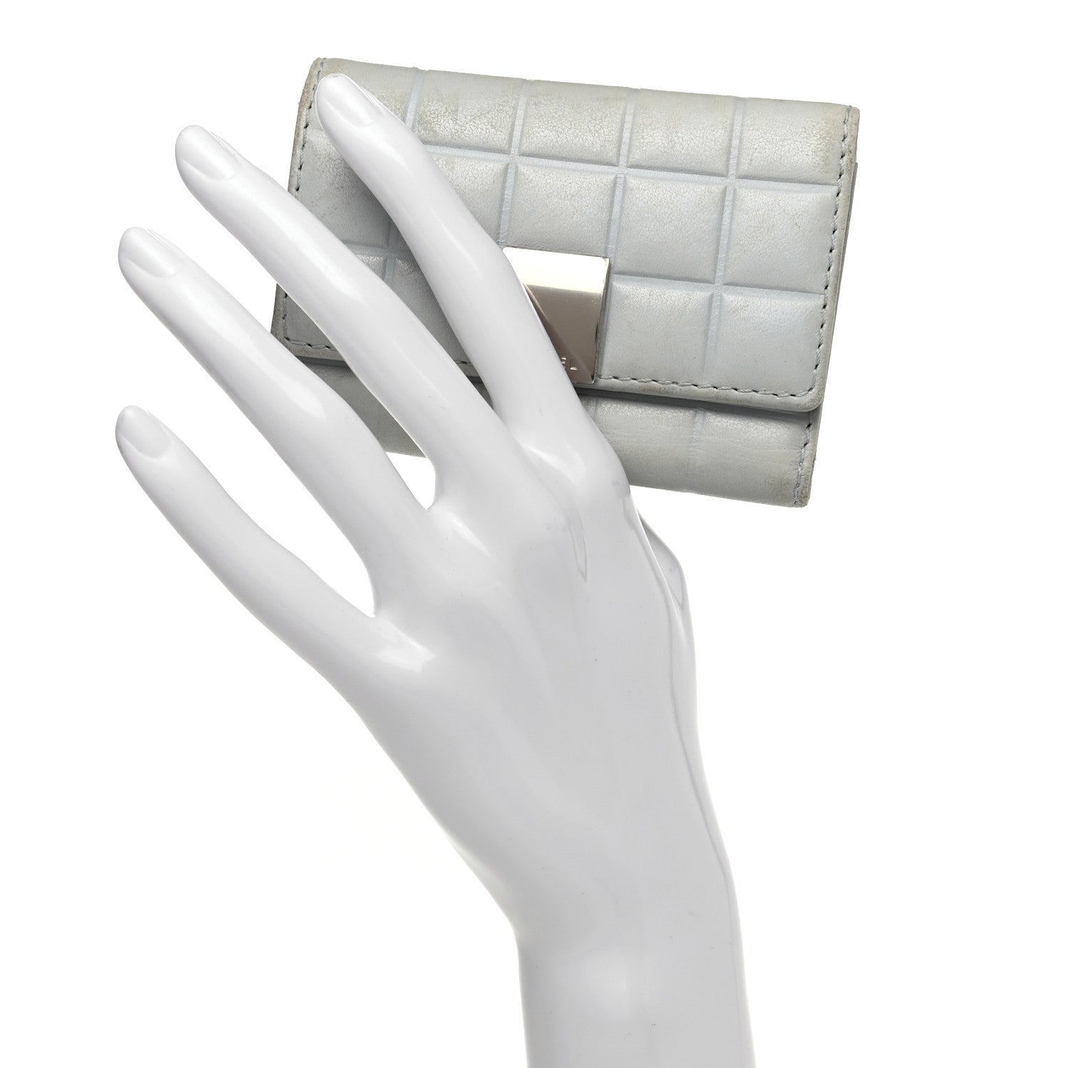 Chanel Lambskin Chocolate Bar 6 Key Holder Light Blue 2 of 9