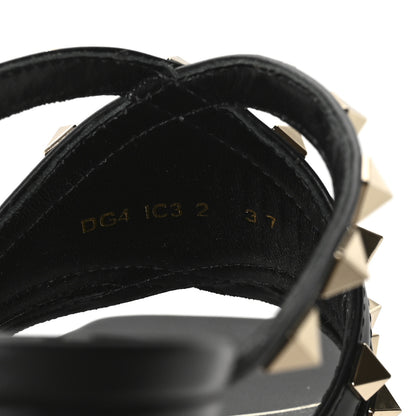 Valentino Garavani Nappa Rockstud Criss Cross Block Heel 100mm Sandals 37 Black 8 of 8