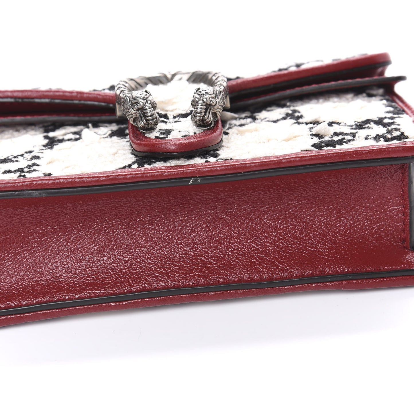 Tweed GG Monogram Super Mini Dionysus Shoulder Bag White Black Romantic Cherry
