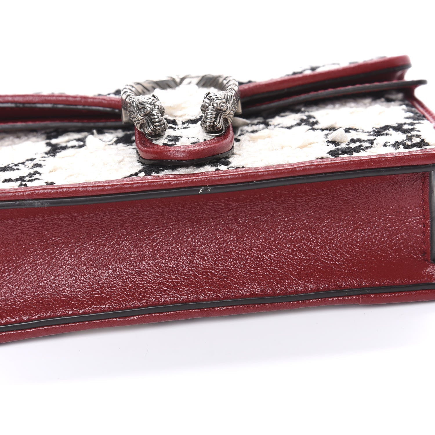 Gucci Tweed GG Monogram Super Mini Dionysus Shoulder Bag White Black Romantic Cherry 7 of 10