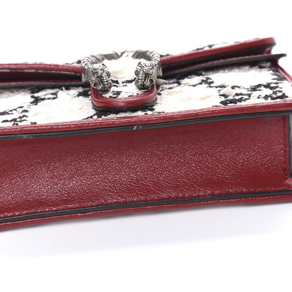 Gucci Tweed GG Monogram Super Mini Dionysus Shoulder Bag White Black Romantic Cherry 7 of 10