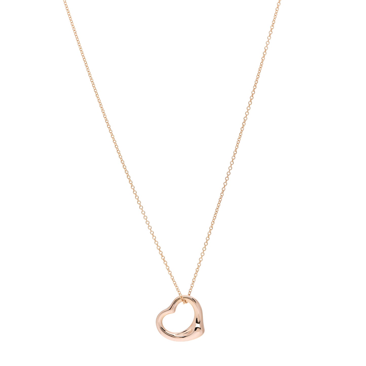 18K Rose Gold 16mm Elsa Peretti Open Heart Pendant Necklace