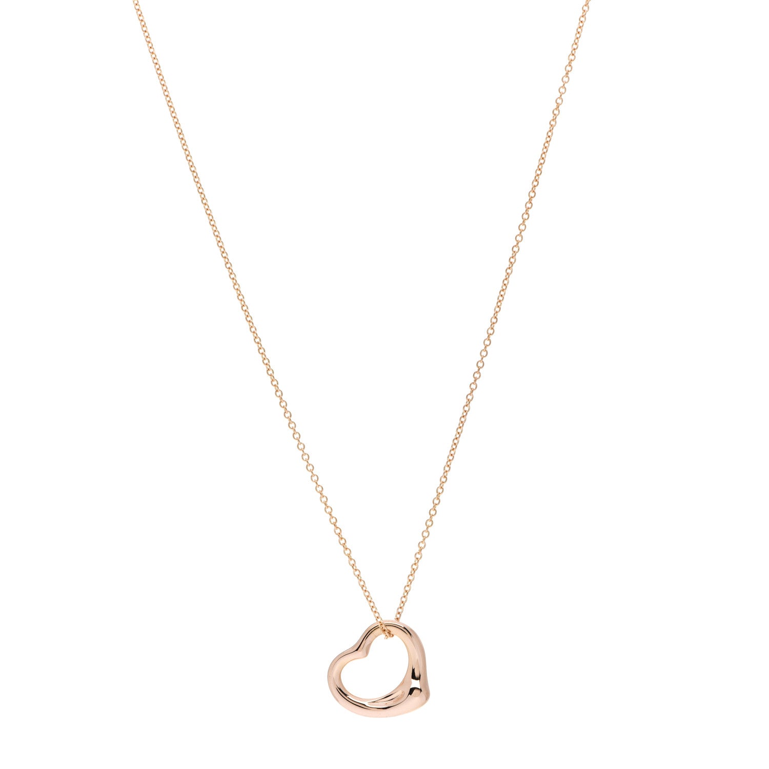 Tiffany 18K Rose Gold 16mm Elsa Peretti Open Heart Pendant Necklace 1 of 9