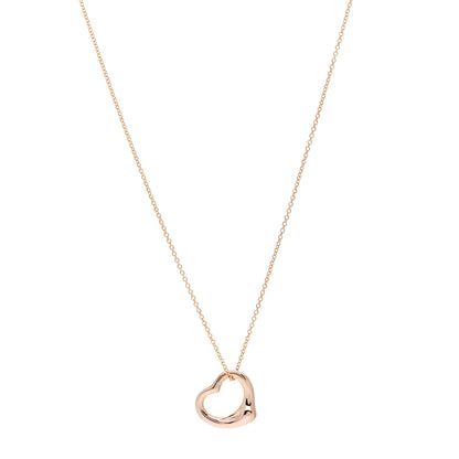 Tiffany 18K Rose Gold 16mm Elsa Peretti Open Heart Pendant Necklace 1 of 9