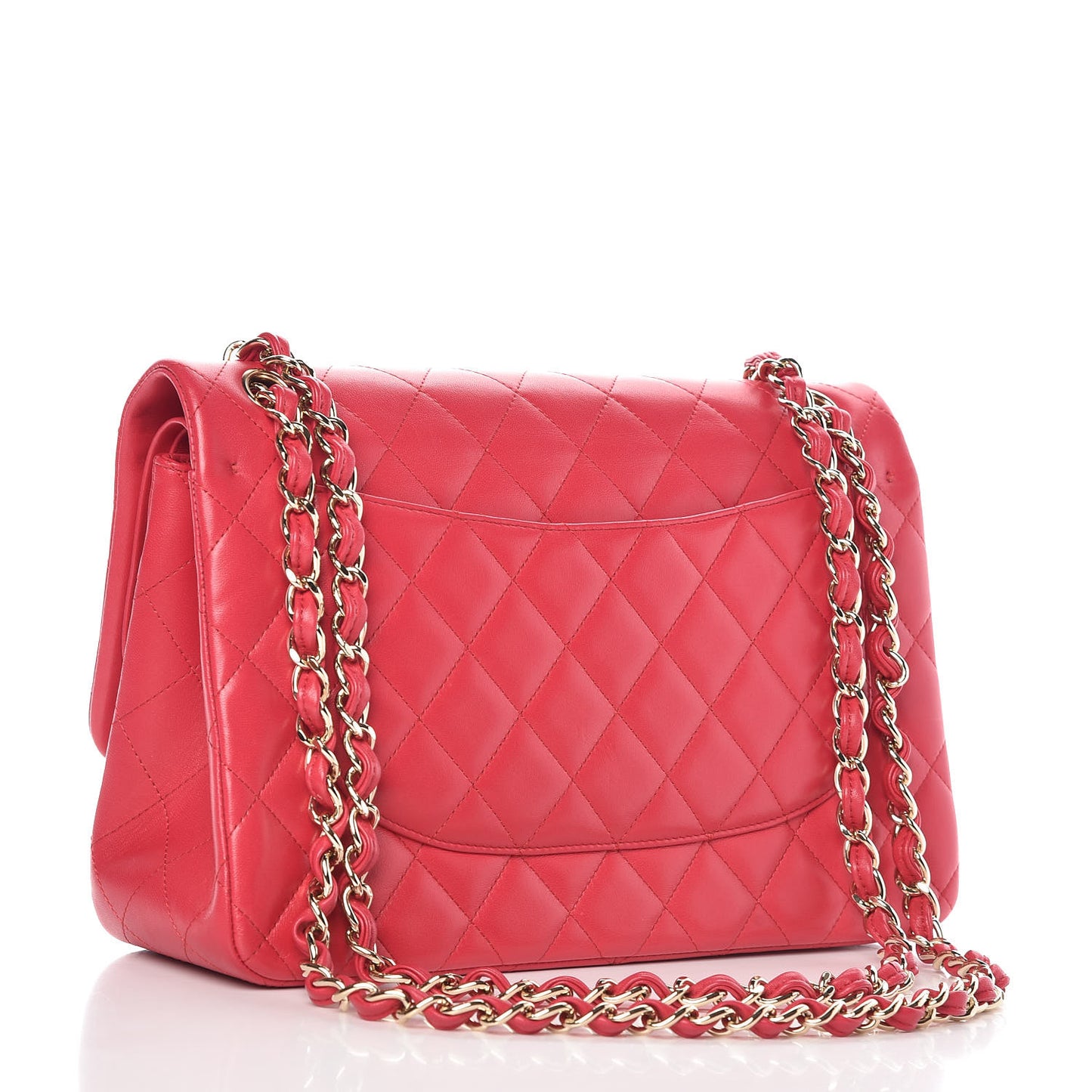 Lambskin Quilted Jumbo Double Flap Fuchsia
