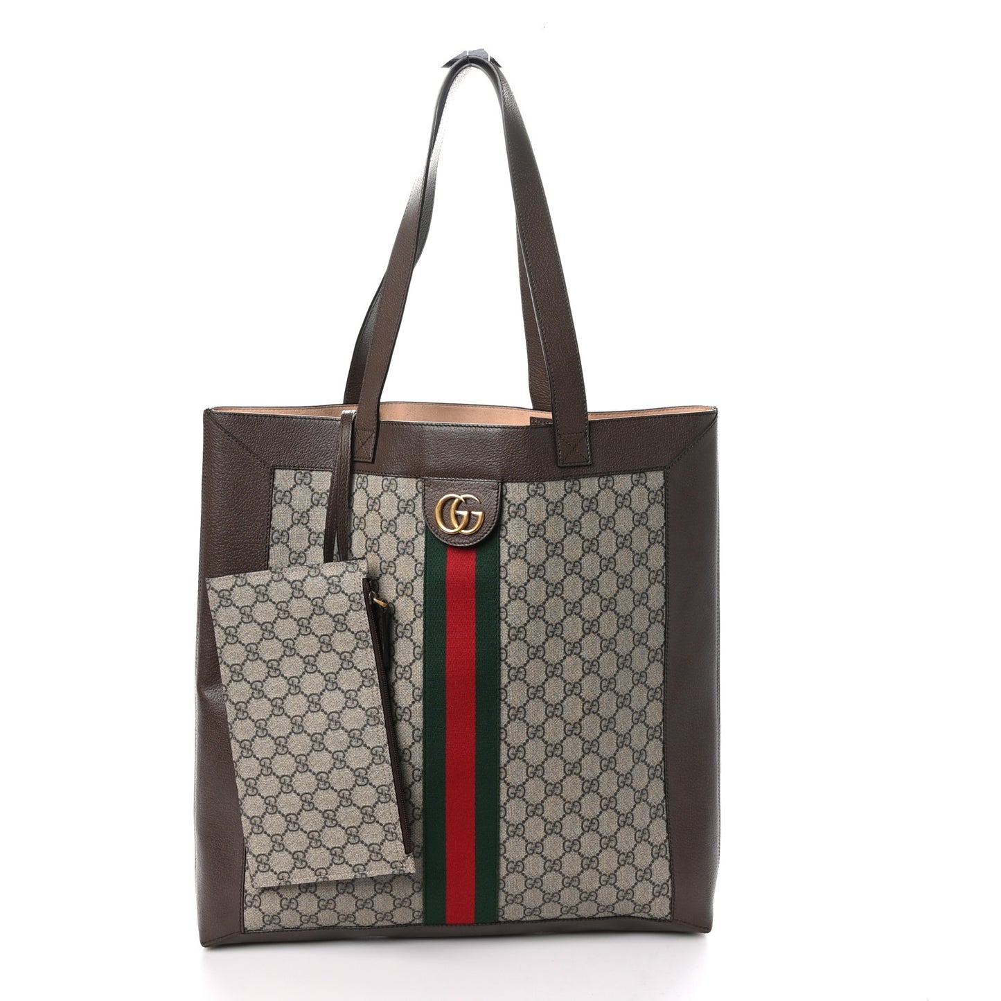 GG Supreme Monogram Web Large Ophidia Vertical Shopping Tote Brown