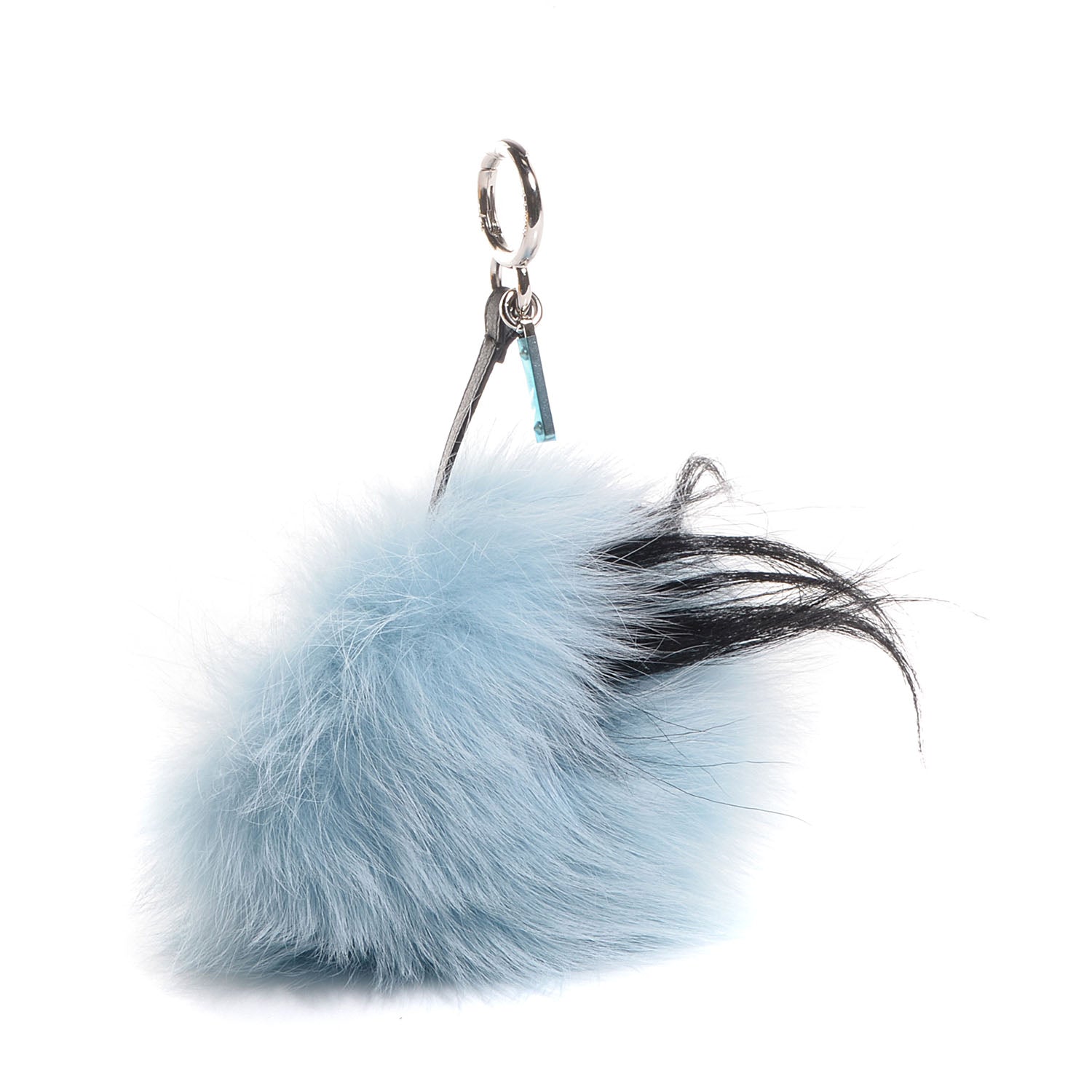 Fendi Fox Mink Rabbit Fur Maddie Monster Bag Bug Charm Light Blue 2 of 4