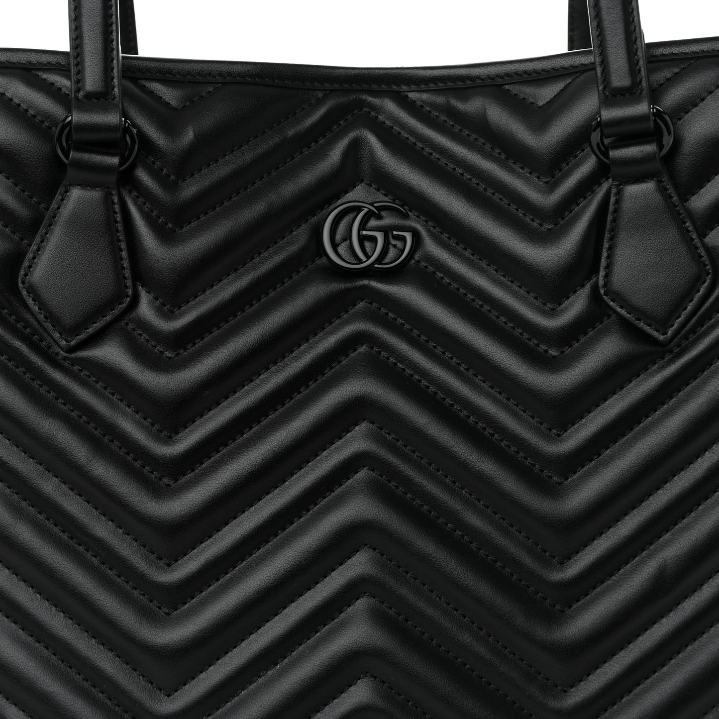 Calfskin Matelasse Monochrome Large GG Marmont Tote Bag Black