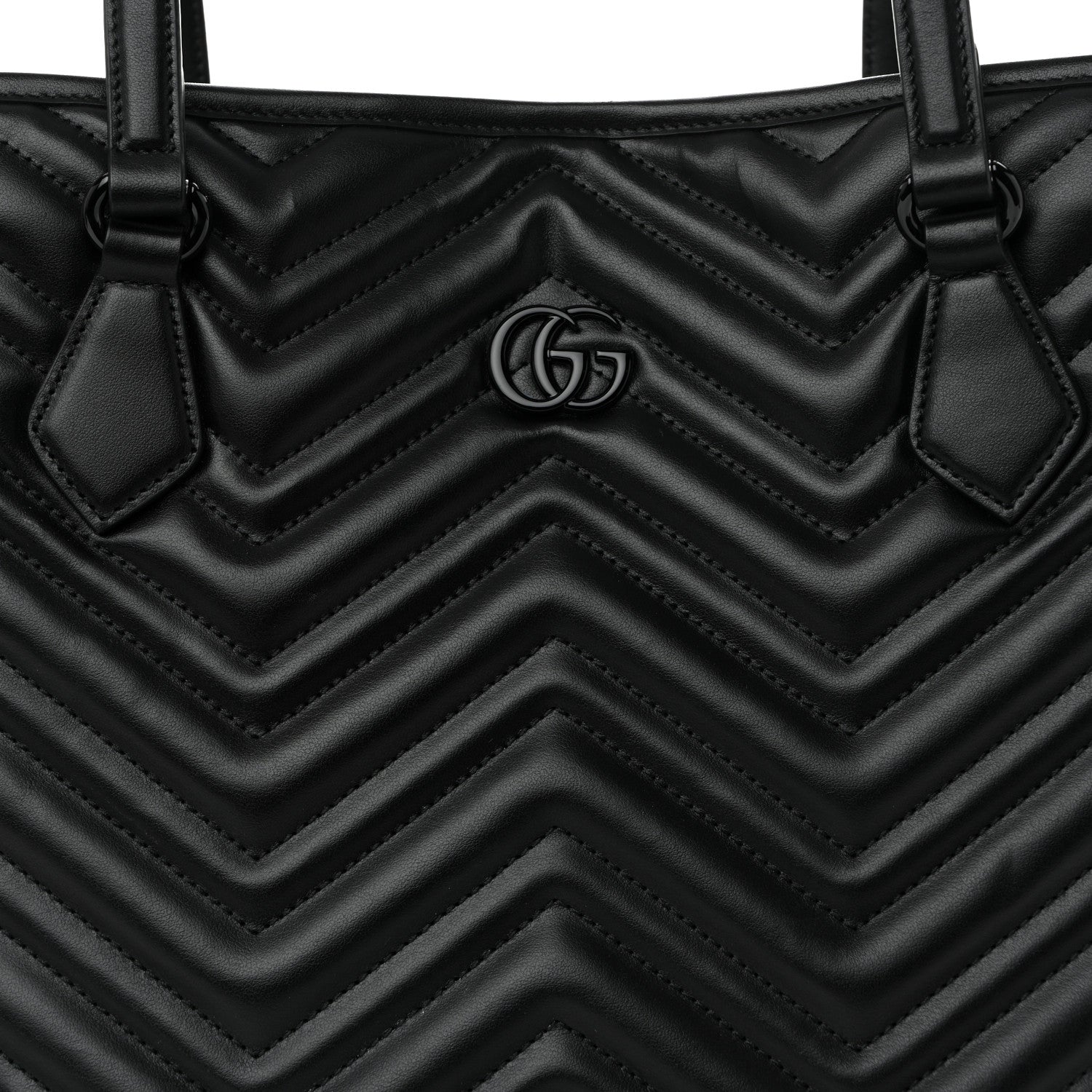 Gucci Calfskin Matelasse Monochrome Large GG Marmont Tote Bag Black 8 of 10