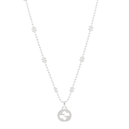 Gucci Sterling Silver Interlocking G Beaded Cluster Pendant Necklace 1 of 4