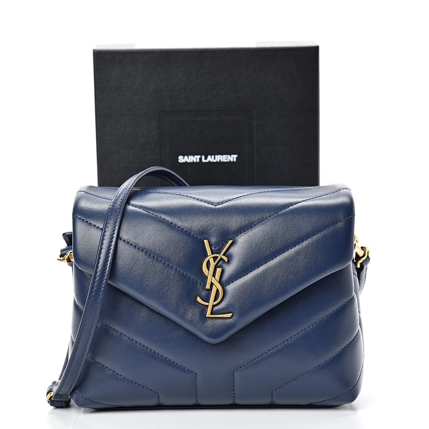 Saint Laurent Calfskin Y Quilted Monogram Toy Loulou Crossbody Bag New Cobalt 11 of 11