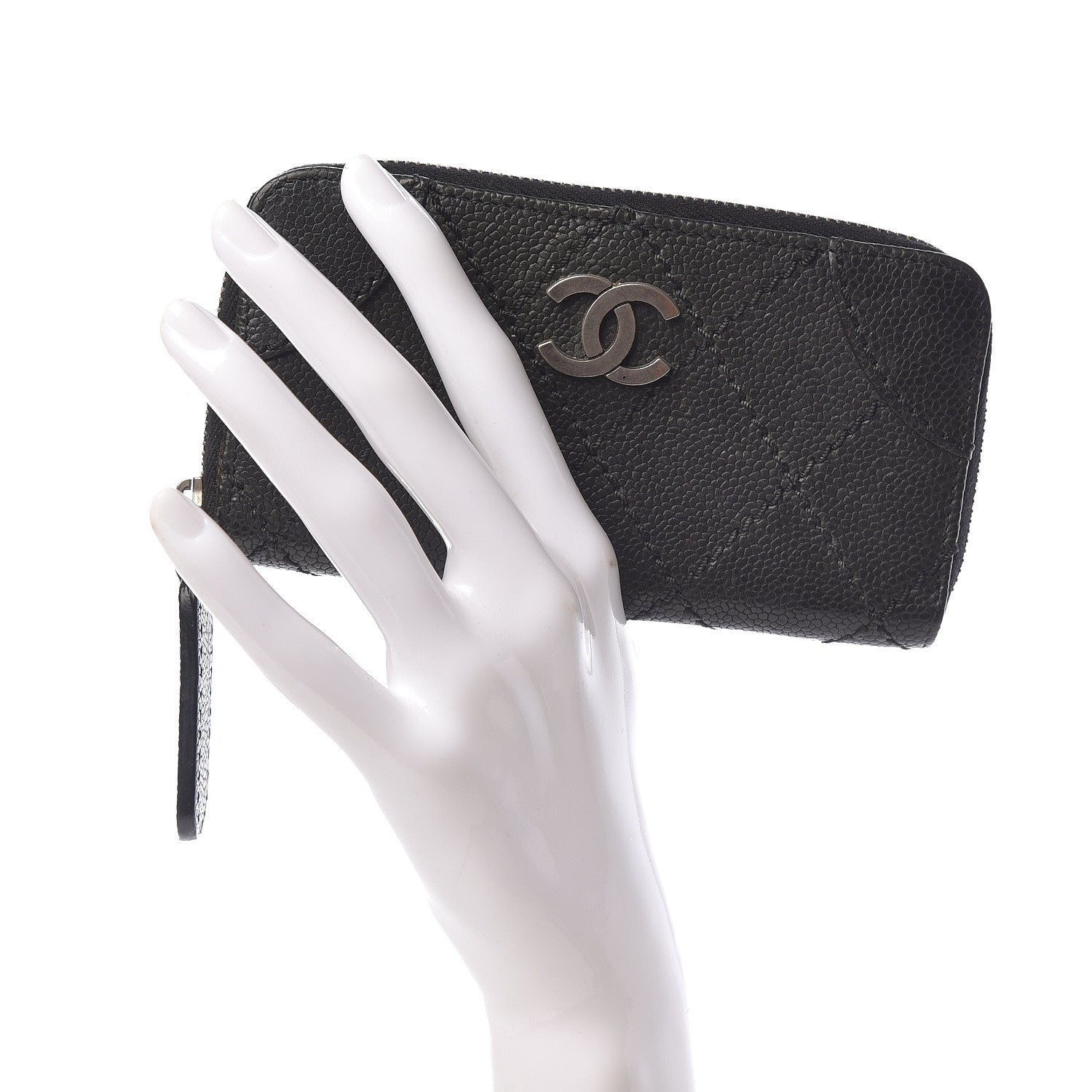 Chanel Caviar Outdoor Ligne Zip Coin Purse Wallet Black 2 of 15