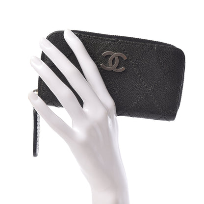 Chanel Caviar Outdoor Ligne Zip Coin Purse Wallet Black 2 of 15