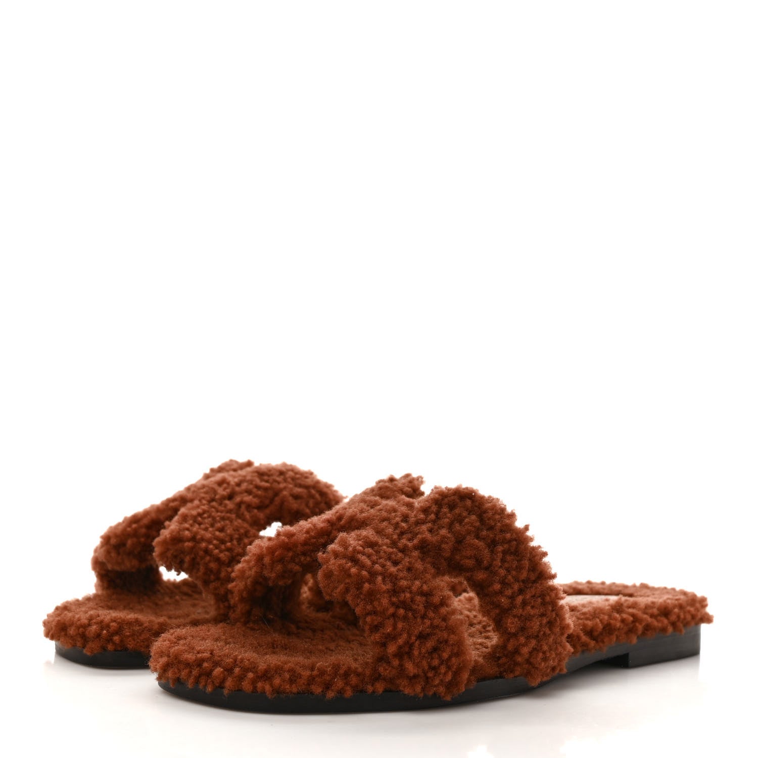 Hermes Woolskin Oran Sandals 36 Cognac 3 of 8