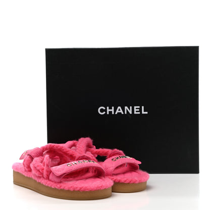 Chanel Cord Lambskin Quilted Logo Sandals 37 Pink 9 of 9