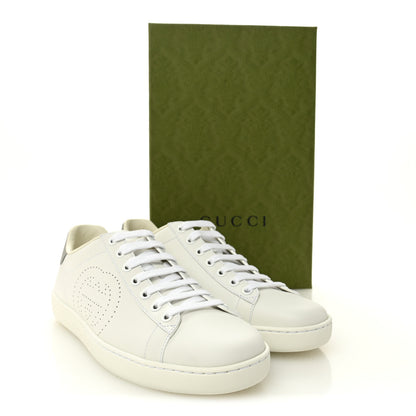 Gucci Calfskin Interlocking G Perforated Womens Ace Sneakers 38.5 White Grey Sky 10 of 10