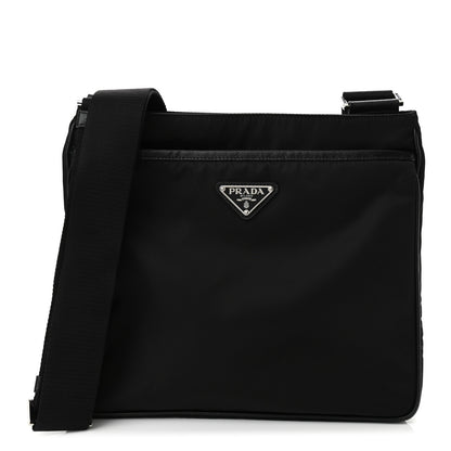 Prada Re-Nylon Saffiano Pocket Flat Messenger Bag Black 1 of 9