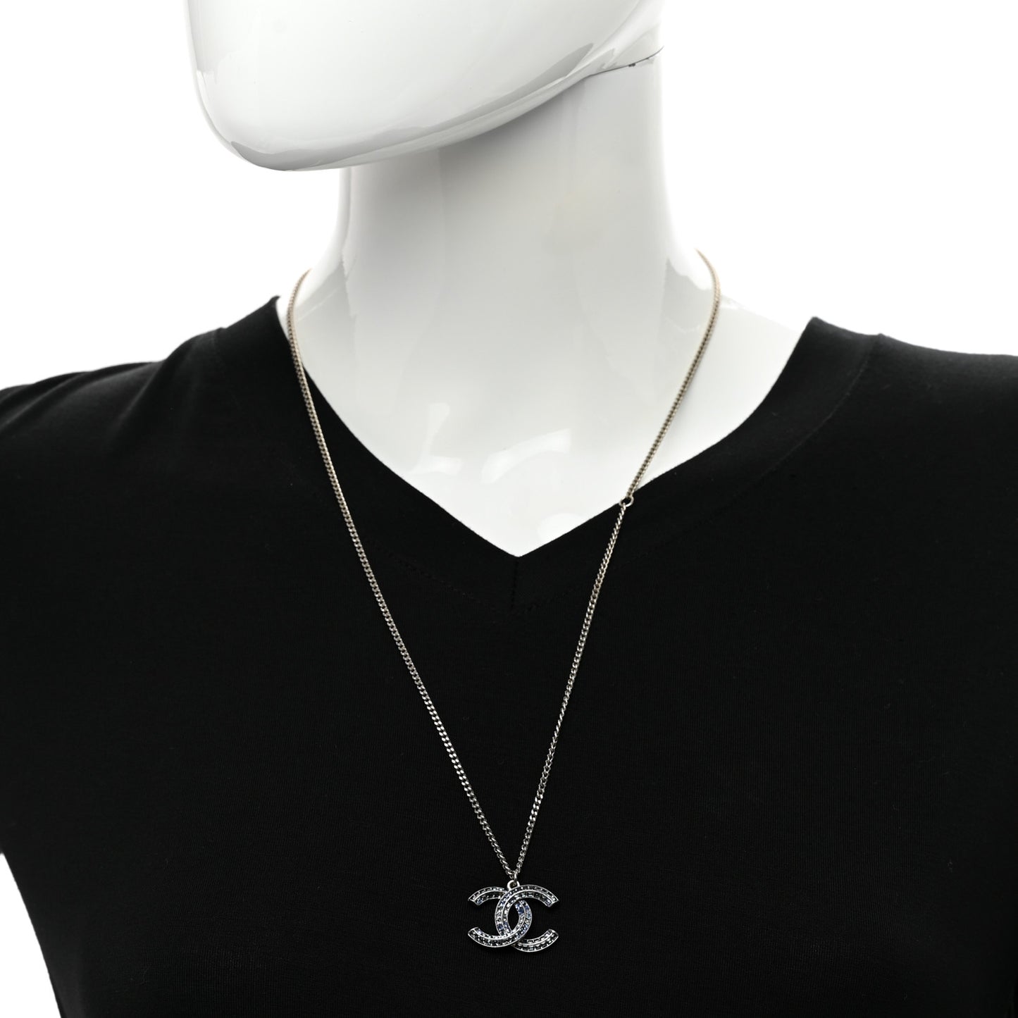 Crystal Baguette CC Necklace Blue