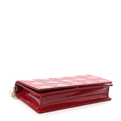 Christian Dior Patent Cannage Lady Dior Chain Wallet Rouge Ceris 5 of 11