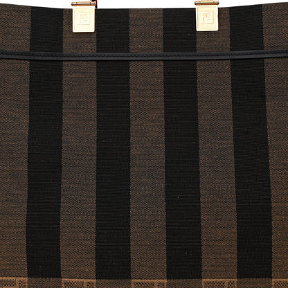 Fendi Fabric Jacquard Vitello Seta Plexiglass Pequin Gingham Large Fendi Sunshine Shopper Tote Tobacco Moro Black 8 of 10