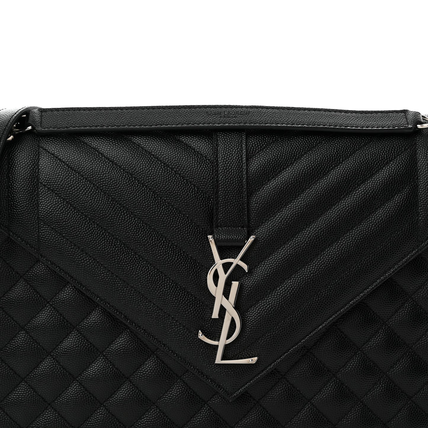 Grain De Poudre Textured Mixed Matelasse Large Triquilt Monogram Satchel Black
