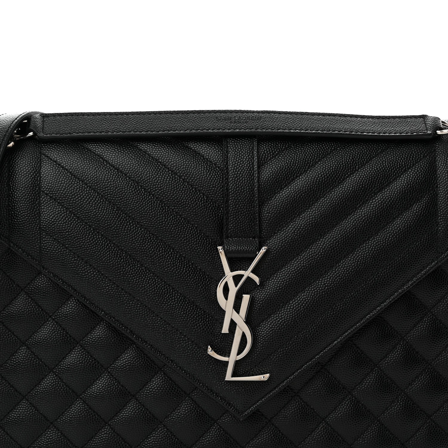 Saint Laurent Grain De Poudre Textured Mixed Matelasse Large Triquilt Monogram Satchel Black 8 of 12