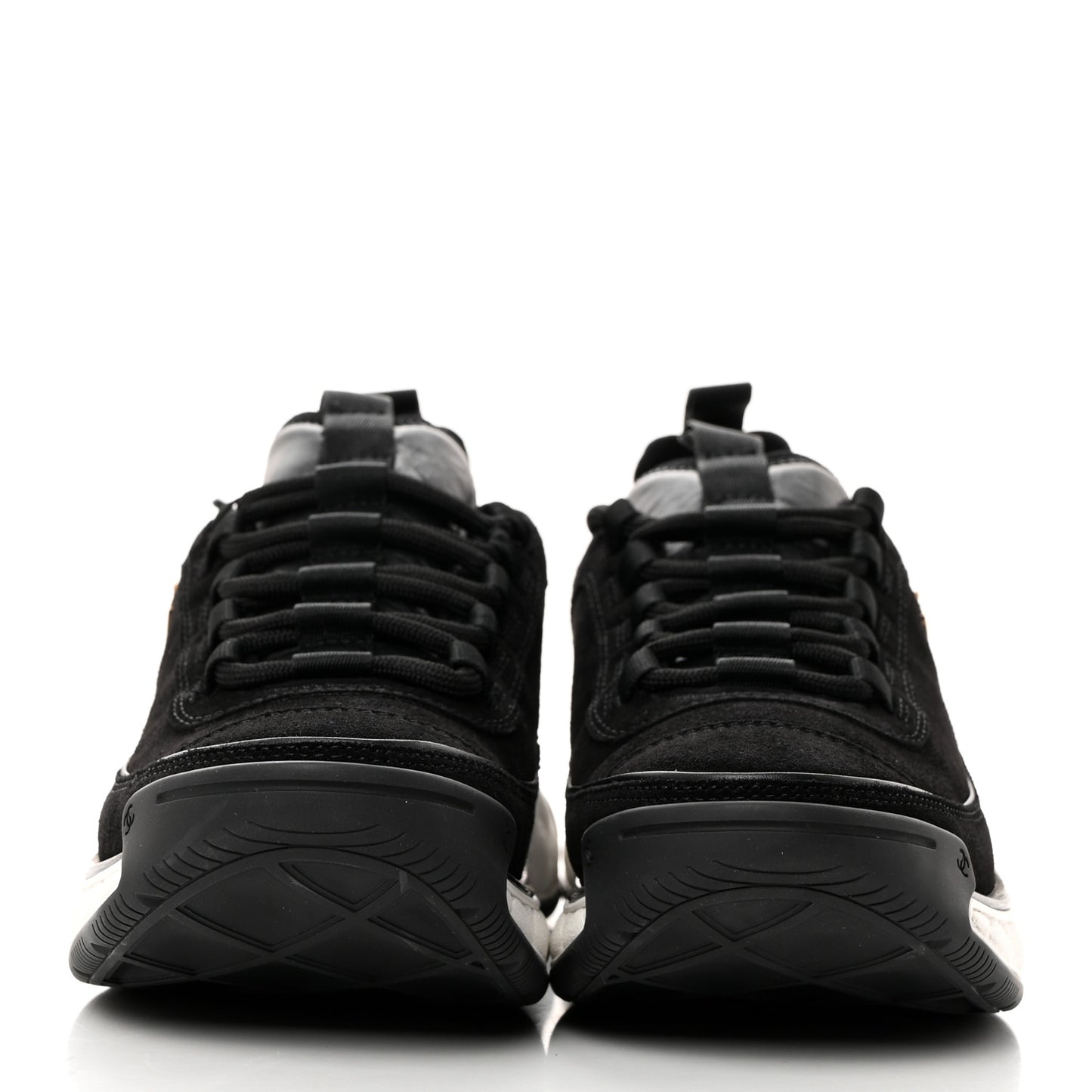 Suede Calfskin Nylon Grosgrain CC Sneakers 37.5 Black