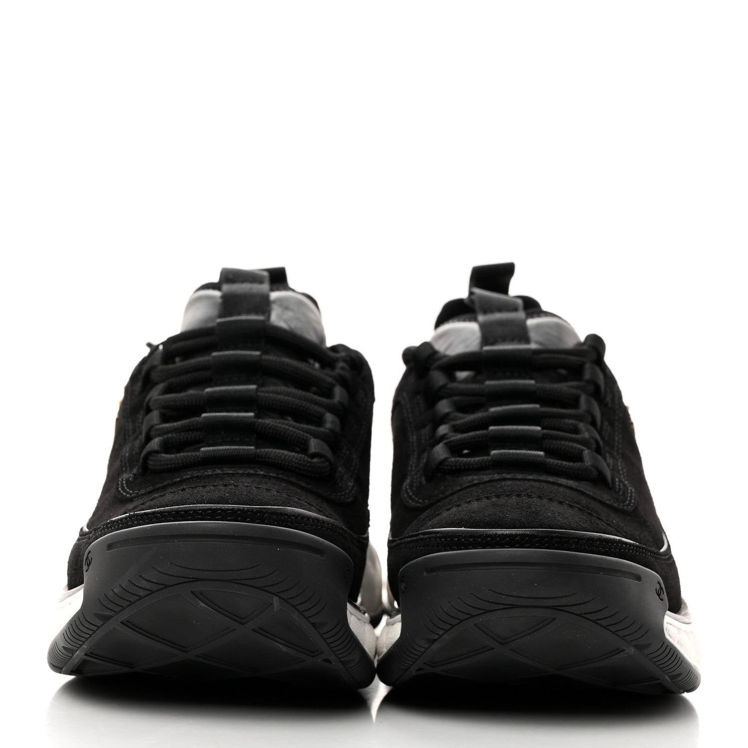 Chanel Suede Calfskin Nylon Grosgrain CC Sneakers 37.5 Black 2 of 9